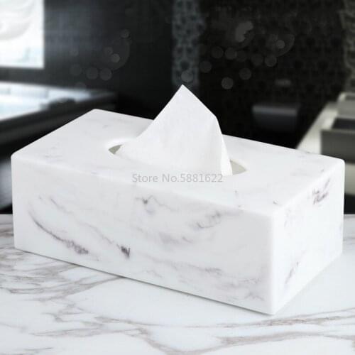 Nordic Creative Marble Resin Tissue Box Living Room Coffee Table Napkin Tray Modern Hotel Paper Towel Storage Box Home Decoratio