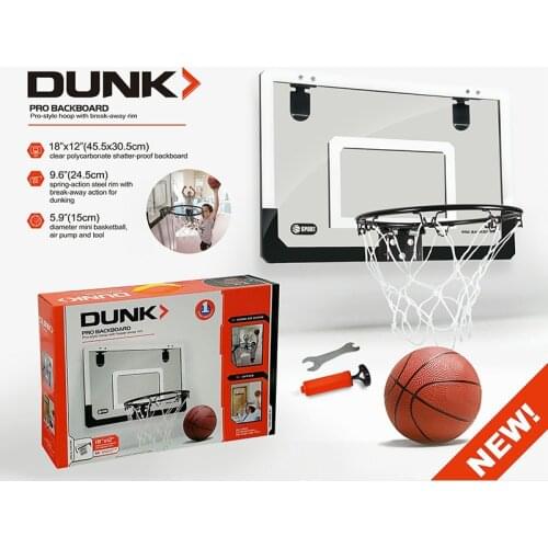 Mini Basketball Hoop With Ball 18 inch x12 inch Shatterproof Backboard