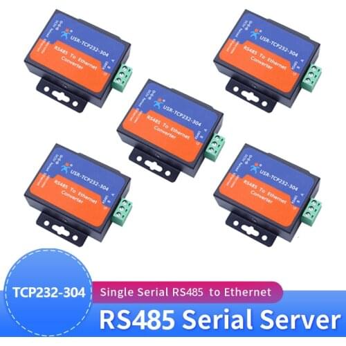 5PCS USR-TCP232-304 Serial RS485 to TCP/IP Ethernet Server Converter Module with Built-in Webpage DHCP/DNS Supported
