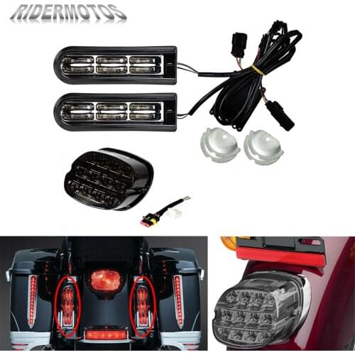 Motorcycle Accent Saddlebag Filler Inserts Support LED Light W/Brake Taillights For Harley Touring Road King FLHR FLHX 2014-2020