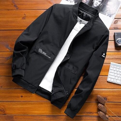 Mens Casual Windbreaker Jackets 2021 New Spring Autumn Bomber Jacket Men Slim Fit Baseball Jacket Rib Sleeve Jackets Coats