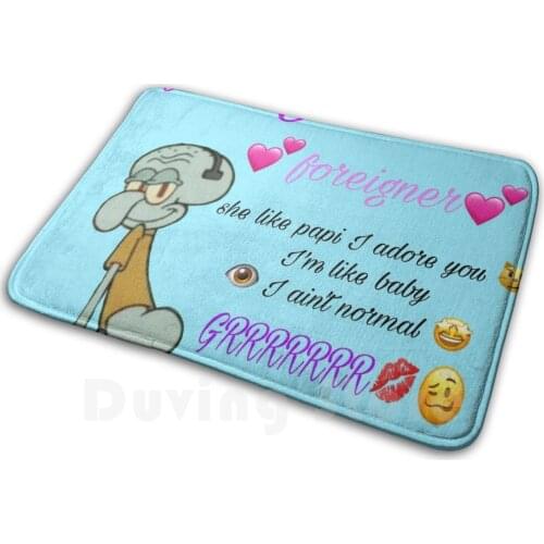 Foreigner Squidward Soft Non-Slip Mat Rug Carpet Cushion Squidward Foreigner Pop Smoke Funny Dead Lmao Vibes