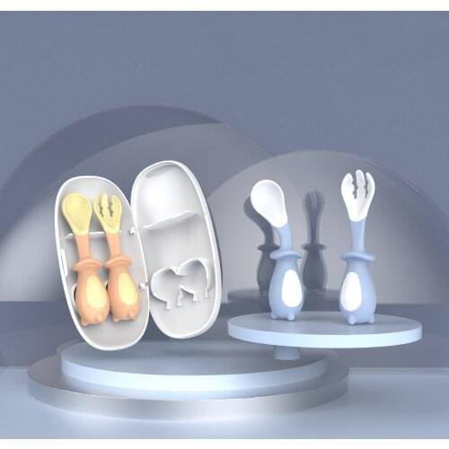 Imebaby Children Tableware Spoon Fork Set, Complementary Food Training Baby Spoon Children Feeding Tableware Baby Utensils
