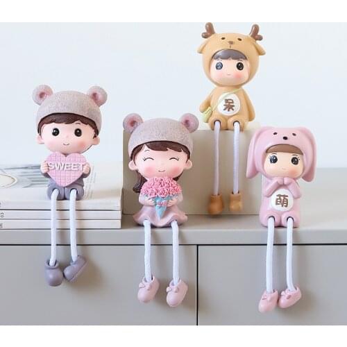 2PCS Nordic Doll For Living Room Decor Kids Room Decor Resin Doll Bunny Figurine Craft For Kids Children Room Decor Kids Gfits