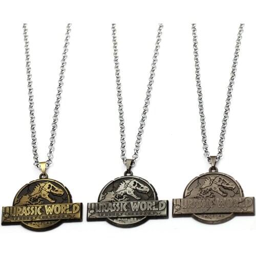 2018 New Jurassic World Necklace Pendant Link Chains Dinosaur T-rex charms For Men Gifts Accessory Colar