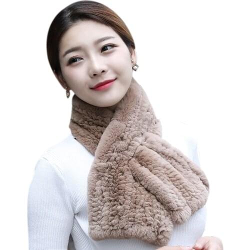 New lady double faced rex rabbit fur scarf fur muffler scarf long design double faced thickening male womens winter knitted