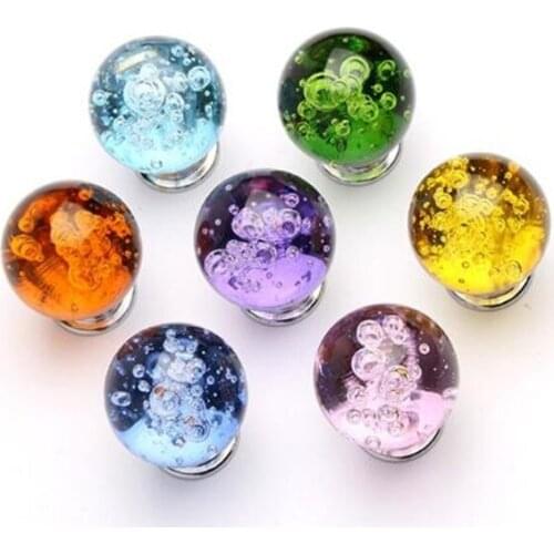 30mm Crystal Ball Bubble Handle Single Hole Drawer Cabinet Wardrobe Door Knob Handles Small Pulls Diy