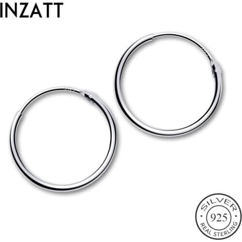 INZATT Real 925 Sterling Silve Geometric Round Hoop Earrings For Fashion Women Party Minimalist Fine Jewelry 2019 Accessories
