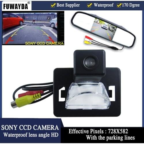 FUWAYDA Parking Assistance System 4.3 LCD Mirror Car Parking Monitor+Car Rear view Camera parking lines for Mazda 5 2005-2010 HD
