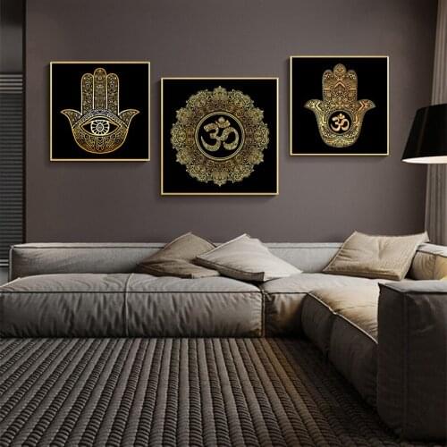 Modern Canvas Paintings Wall Art Morocco Mandala Lotus Hamsa Hand Of Fatima Poster and Prints Home Decoration Picture Customized