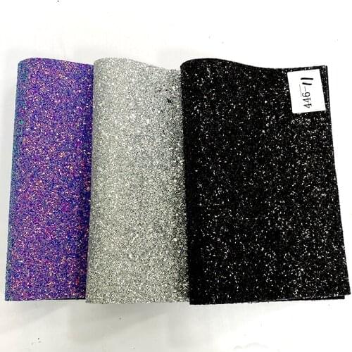 Solid Colors Shiny Small Striped Chunky Glitter Faux Leather Fabric Sheet for Making Shoes/Bags/Hairbows/DIY Accessories/Cloting