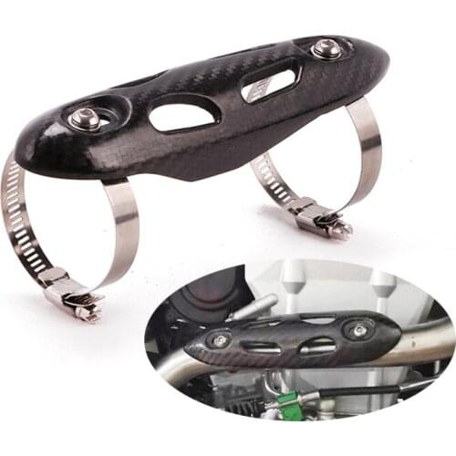 Universal Carbon Fiber Heat Guards Motorcycle Exhaust Pipe Anti-scald Shell Dirt Bike Street Bike Link Pipe Shields 48 X 186 mm