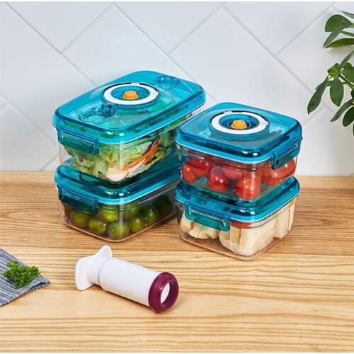 Vacuum Storage Box with Pump Storage Box Kitchen Organizer with Lid Keep Fresh Fridge Container for Food Fruits Vegetable 2 size