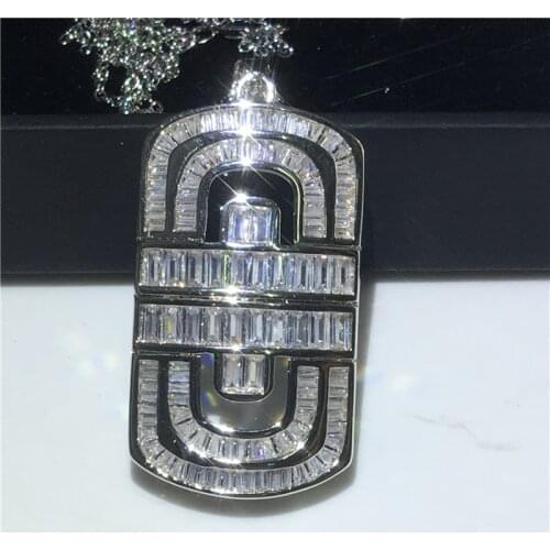 Vecalon Vintage Court pendant 925 Sterling silver 5A Cz Stone Chain Cross Pendant necklace for Women Men Party Wedding Jewelry