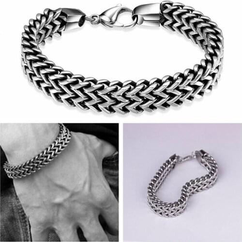 Vintage Men Stainless Steel Bracelet Bangle Simple Design Snake Chain Jewelry Gift