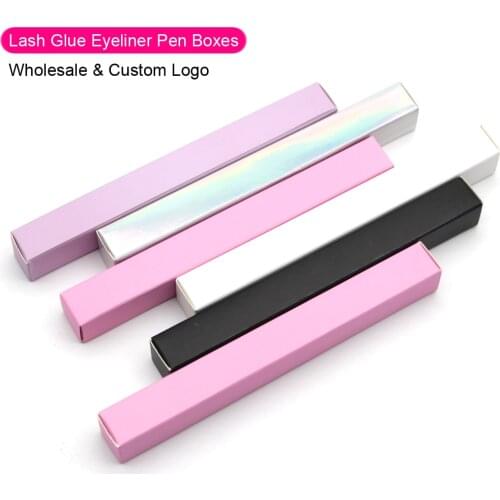 Waterproof Eyeliner Pen Custom Private Label Empty Paper Box Packaging 2 In 1 Black Long Lasting Lash Glue Pen For Makeup