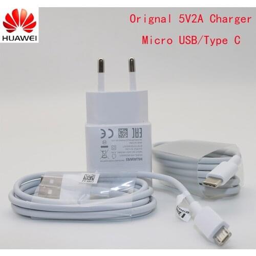 For HUAWEI Charger Travel Wall Adapter 5V2A Charge Micro USB/Type C Cable For nova3 3i 2 2i honor 8 9 8x p8 p9 p10 p20 Lite