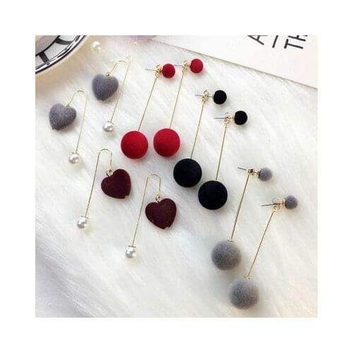 New fashion Wild Round Ball Hair Ball Type Dual-purpose Geometric Multicolor Stud Earrings For Women girl Accessories jewelry