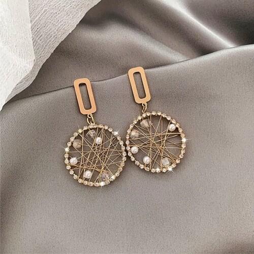 Trend Dreamcatcher Drop Earrings Female Crystal Rhinestone Wedding Pendant Earrings Fashion Korean Jewelry Earrings