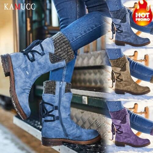 KAMUCC Women Winter Boots Mid-Calf Snow Boots Female thigh high boots Warm High Quality Botas Mujer Plus Size