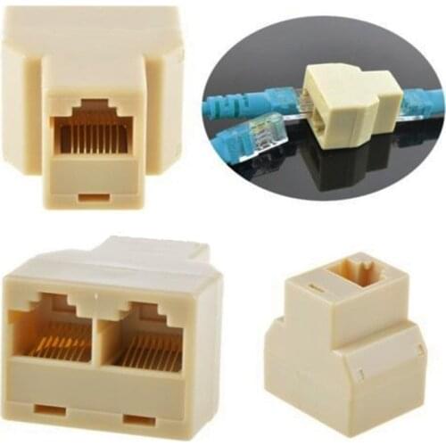 Lot 10PCS New 1 To 2 Ways LAN Ethernet Cord Network Wire Cable RJ45 Female Splitter Connector Adapter Wholesale