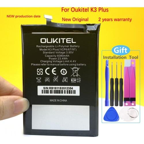 100% Original 6080mAh K 3 Plus Battery For Oukitel K3 Plus Mobile Phone High Quality +Tracking Number