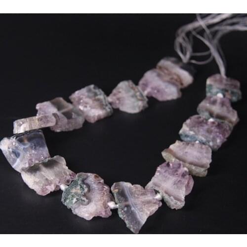 15.5"/strand Raw Amethysts Geode Druzy Slab Nugget Beads,Natural Purple Crystal Quartz Drusy Slice Pendant for Jewelry Making