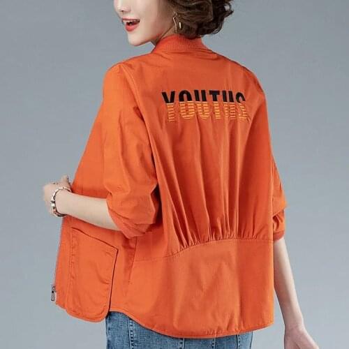 2021 New Autumn Womens Jacket Thin Coat Long Sleeve Windbreaker Famale Pocket Zipper Jackets Casual Outwear Plus Size 4XL