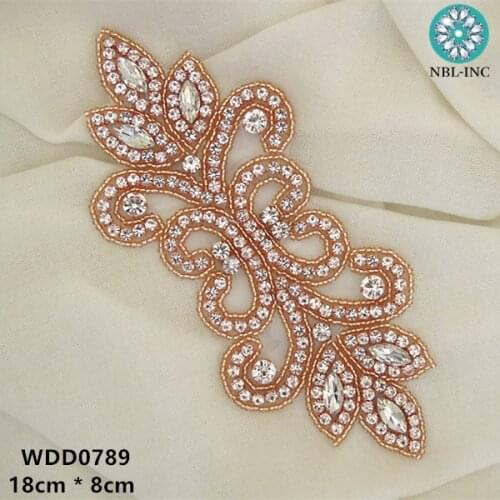30PCS )Wholesale bridal hand beaded sewing crystal rhinestone applique iron on for wedding dresses WDD0789