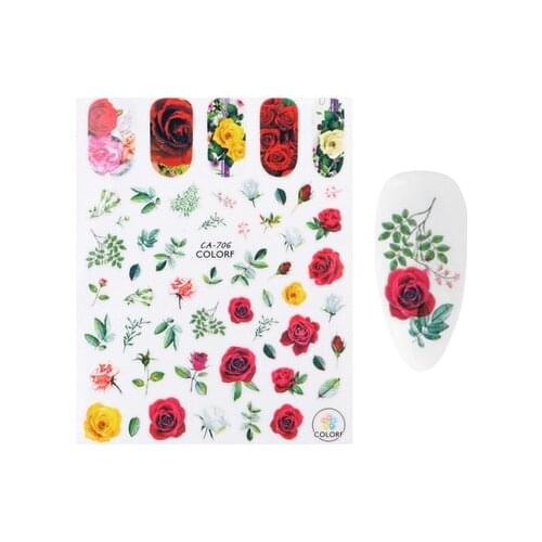 1pc 3D Nail Stickers Spring Summer Natural Flower Leaves Simulation Dried Flower Dragonfly Nail Applique Water Slides Decoration