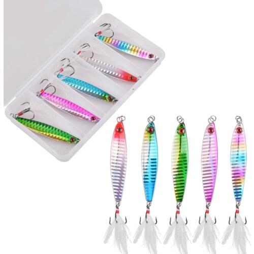 5Pcs/box Metal Jig lure 14G 21G 30G 40G Long shot Lead Boat Casting Bait Pike Lure Spoon fishing Bait