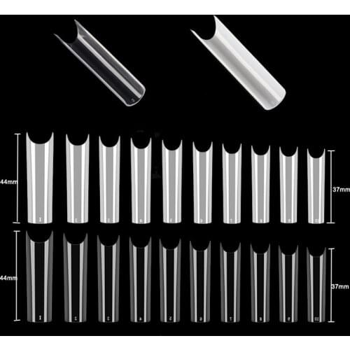 500 Pcs/bag Extra Long Straight Square Nail Tips 10 Size Nature/Clear False Nails UV Gel XXL Long C Curved Acrylic Nail Art Tips