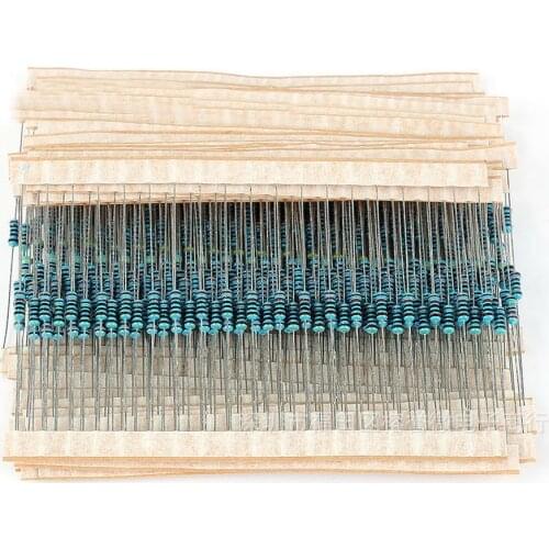 600PCS/LOT 1/4W Metal Film Resistor Kit 1% Resistor 10 Resistor values 30 20pcs Pack Set each Resistance Assorted Ohm -1M T7E8