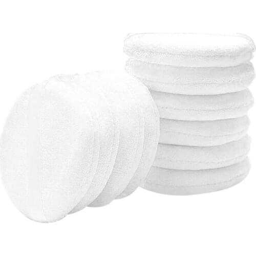 10pcs White Powder Puff Velour Baby Body Makeup Puff with Satin Ribbon Sealed for Loose Powder Mineral Powder Body Powde C1FF