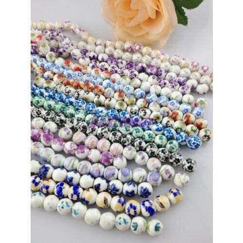 Free Shipping 8mm 200pcs/lot Ceramic Beads Spacer Straight Hole Beads Pretty Random mixed flower Fit For Jewelry Making Bead