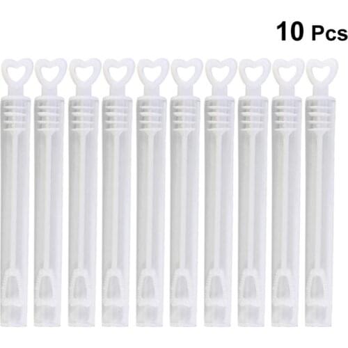 10Pcs Plastic Empty Bubble Bottles Love Heart Shape Lightweight Compact Wand Tube Soap Bottle for Party Kids Child Wedding