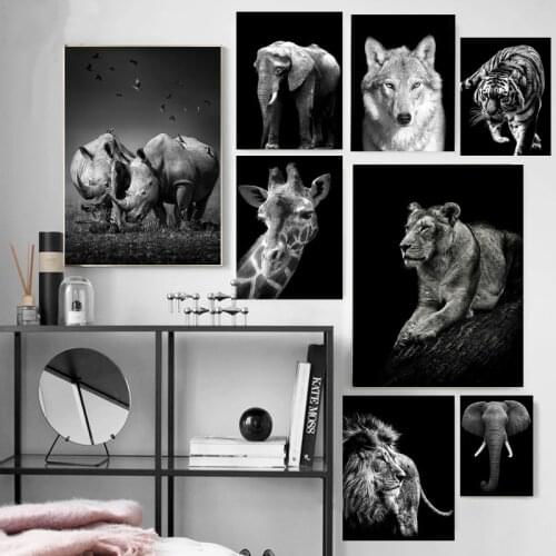 Black White rhinoceros wolf lion Tiger Animals 5D Diamond Embroidery full drill square diy diamond painting mosaic Home decor