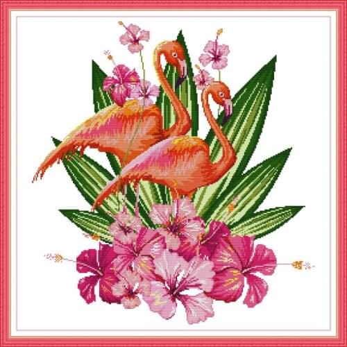 Joy Sunday New Arrival Flamingo Needlework DIY Handmade 11&14CT DMC Cross Stitch Sets For Embroidery Kits Gift Home Decor