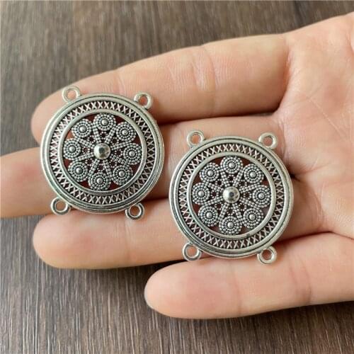 JunKang 10pcs Metal Alloy 4 Corner Flower Cap Pendant Connecting Piece DIY Making Necklace, Bracelet, Jewelry Accessories