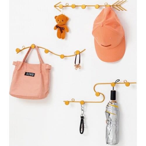 INS Creative Metal Wall Decoration Hanging Hook Bedroom Bathroom Door Storage Hanger Clothes Hat Key Wall Hook For Home