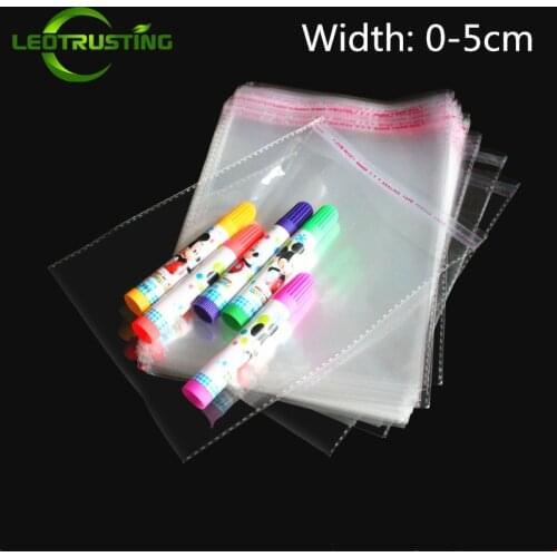 Leotrusting 1000pcs 0-5cm Width Small Clear Resealable OPP/Poly Bag Transparent OPP Packaging Bag Self Adhesive Plastic Gift Bag