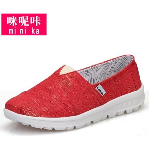 Minika Outdoor Walking Shoes Women Breathable Training Shoes Mesh Sports Sneakers For Women Canvas Slip On Shoes AA50024