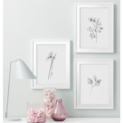 Minimalism Black White Leaf Flower Wall Art Canvas Painting Nordic Posters And Prints Plant Wall Pictures For Living Room Decor