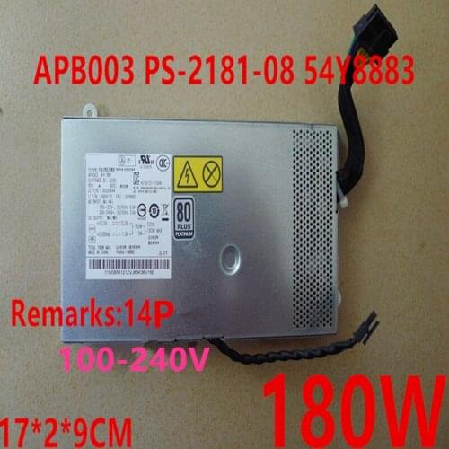 New PSU For Lenovo S700 S740 S780 S800 S850 B85 E93Z 14P+2P 180W Power Supply APB003 PS-2181-08 54Y8883 HKF1802-3D