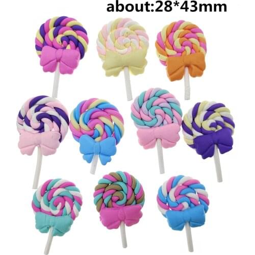 20pcs/lot DIY polymer clay lollipop charms resin cabochons pendants for kids earring necklace