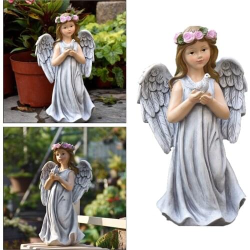 Resin Angel Statue Yard Decor Garden Ornament, Girl Figurine Outdoor Statues Sculpture Decoration for Home Garden Lawn Porch