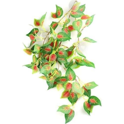 Reptile Plants For Terrarium Decoration Artificial Silk Plants With Suction Cups For Chameleon Lizard Reptile Breeding Box