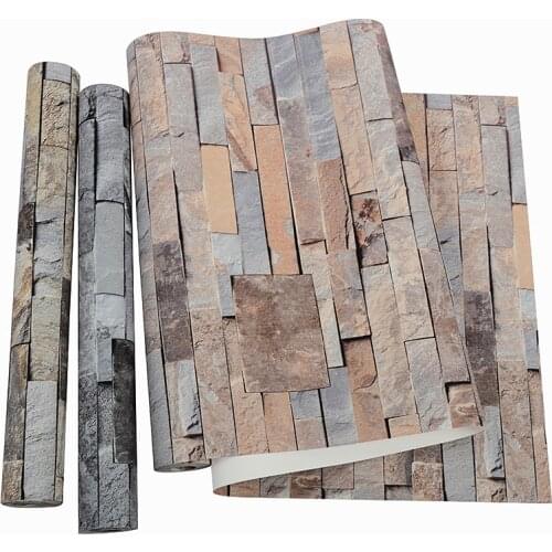 53cmx10m Retro Nostalgic 3D Solid Stone Imitation Brick Pattern Wallpaper Clothing Coffee Store Barber Shop Bar Background