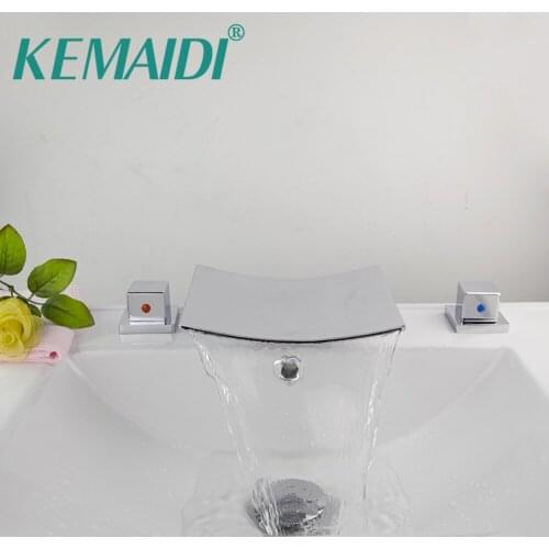 KEMAIDI Solid Brass Bathtub Faucet Bath Tub Mixer Waterfall Faucet Spout Deck Mounted Bath Shower Mixer Taps
