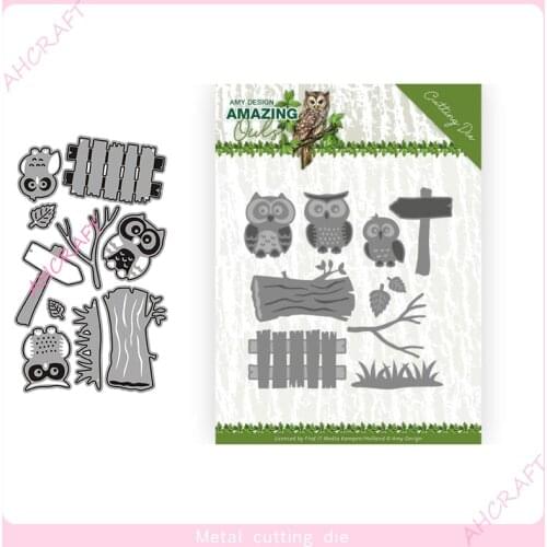 Owl and tree stump Metal Cutting Dies for DIY Scrapbooking Photo Album Decorative Embossing PaperCard Crafts Die2020